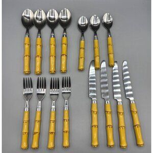 Cambridge Stainless Steel Faux Bamboo  Flatware Set‎ 15 Piece